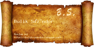 Bulik Sándor névjegykártya